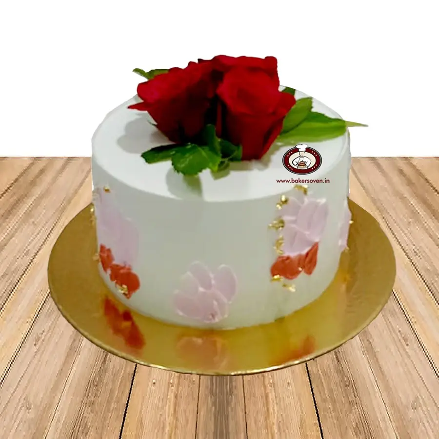 Red Fresh Flower Cake