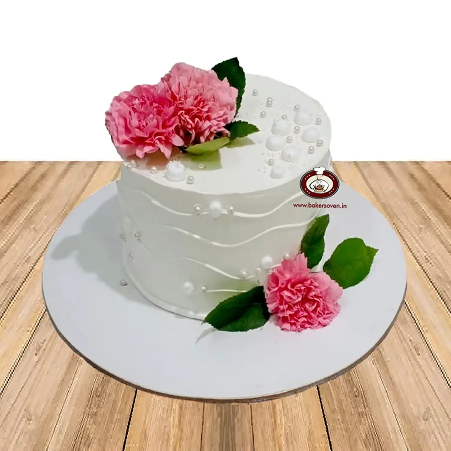 Pink Carnation Wavy Cake