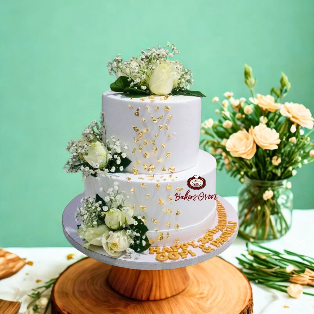 White Rose Tier Cake