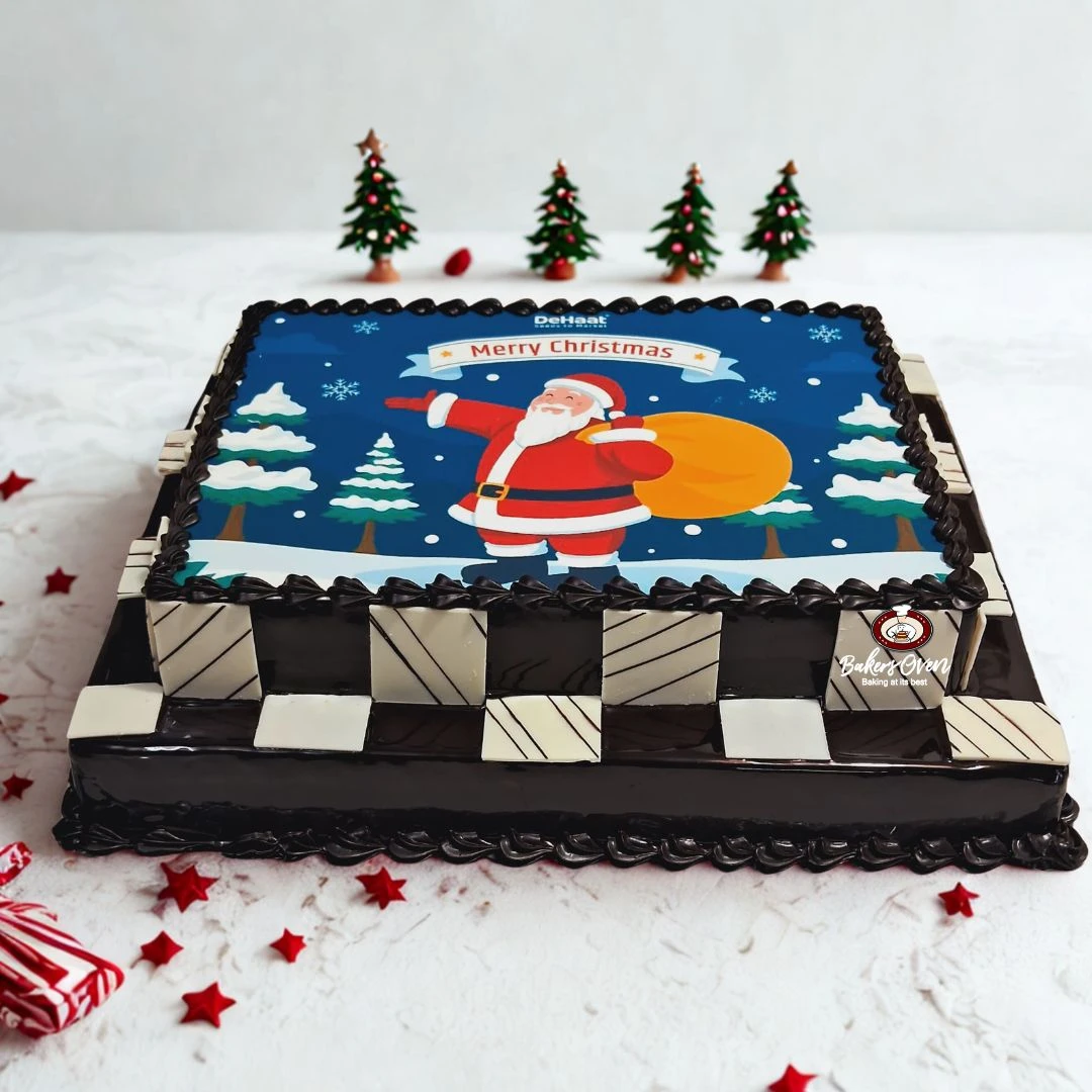 Santa Giftbag Photo Cake