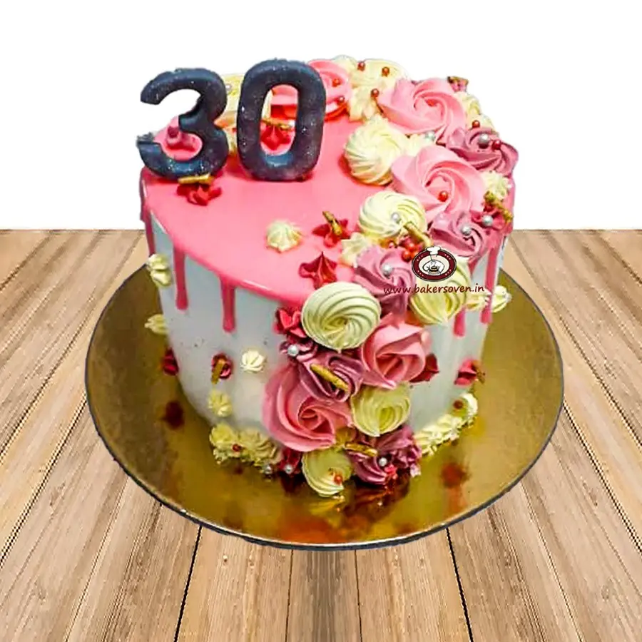 30th Birthday Flower Cake
