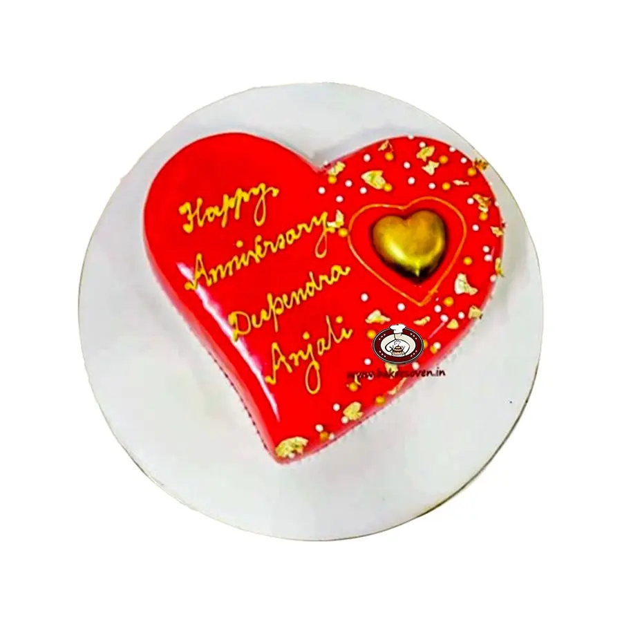 Heart Golden Leaf Cake