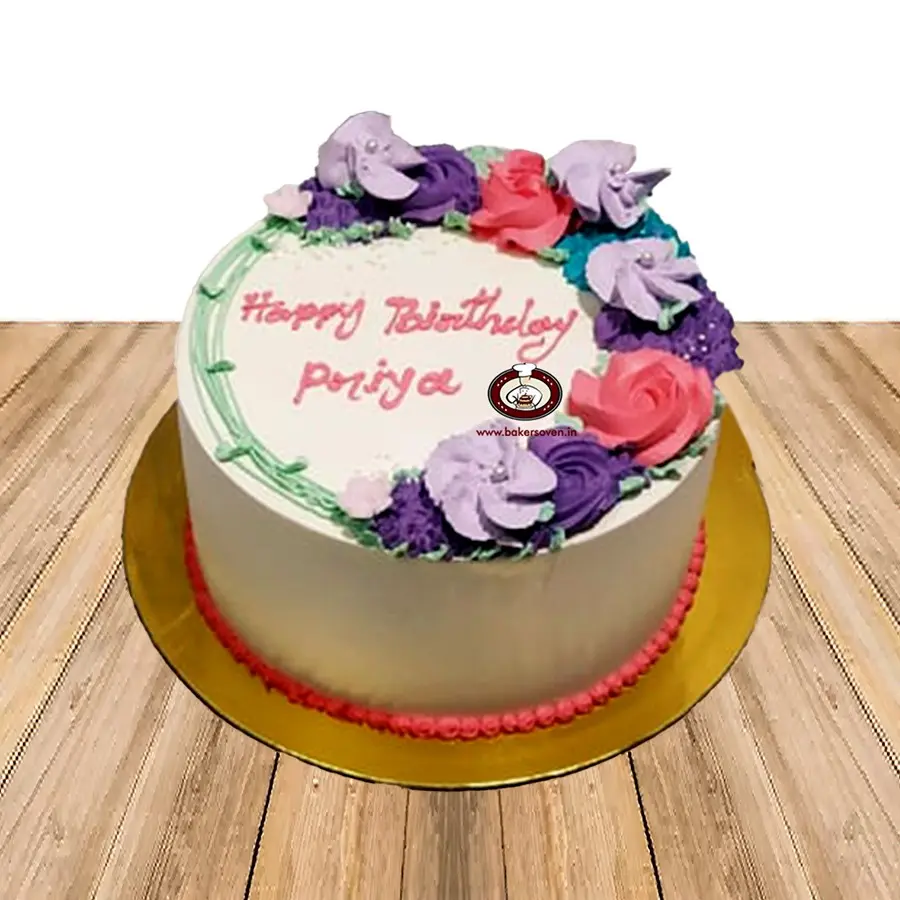 Purple & Pink Flower Cake