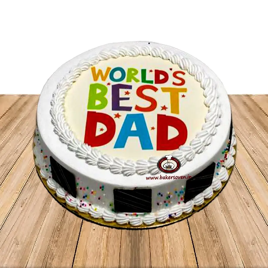 World Best Dad Cake (White Look)