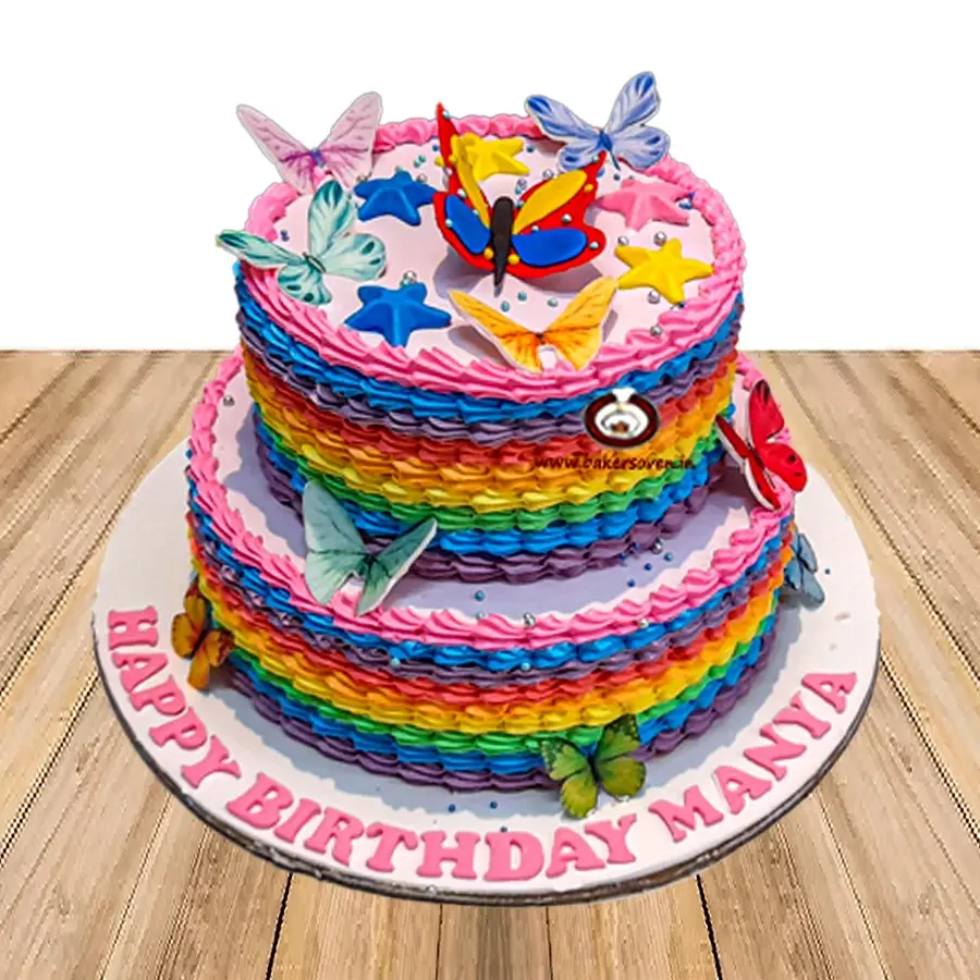 Rainbow & Butterfly Cake
