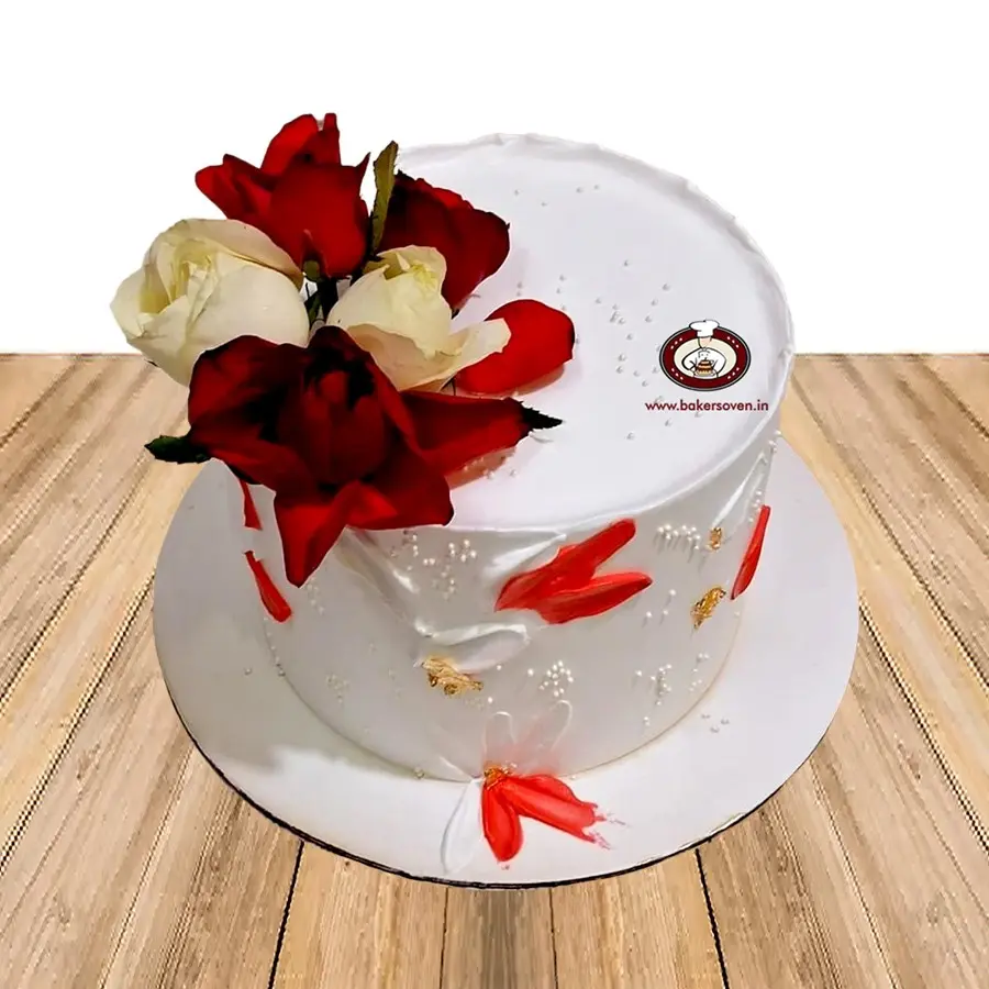 Red & White Flower Cake
