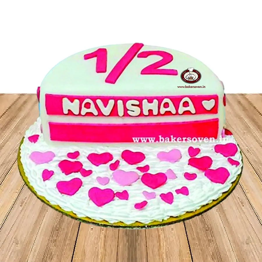 Half Birthday Baby Girl Cake D