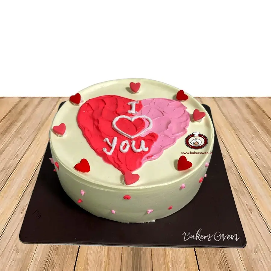I Love You Red Pink Heart Cake