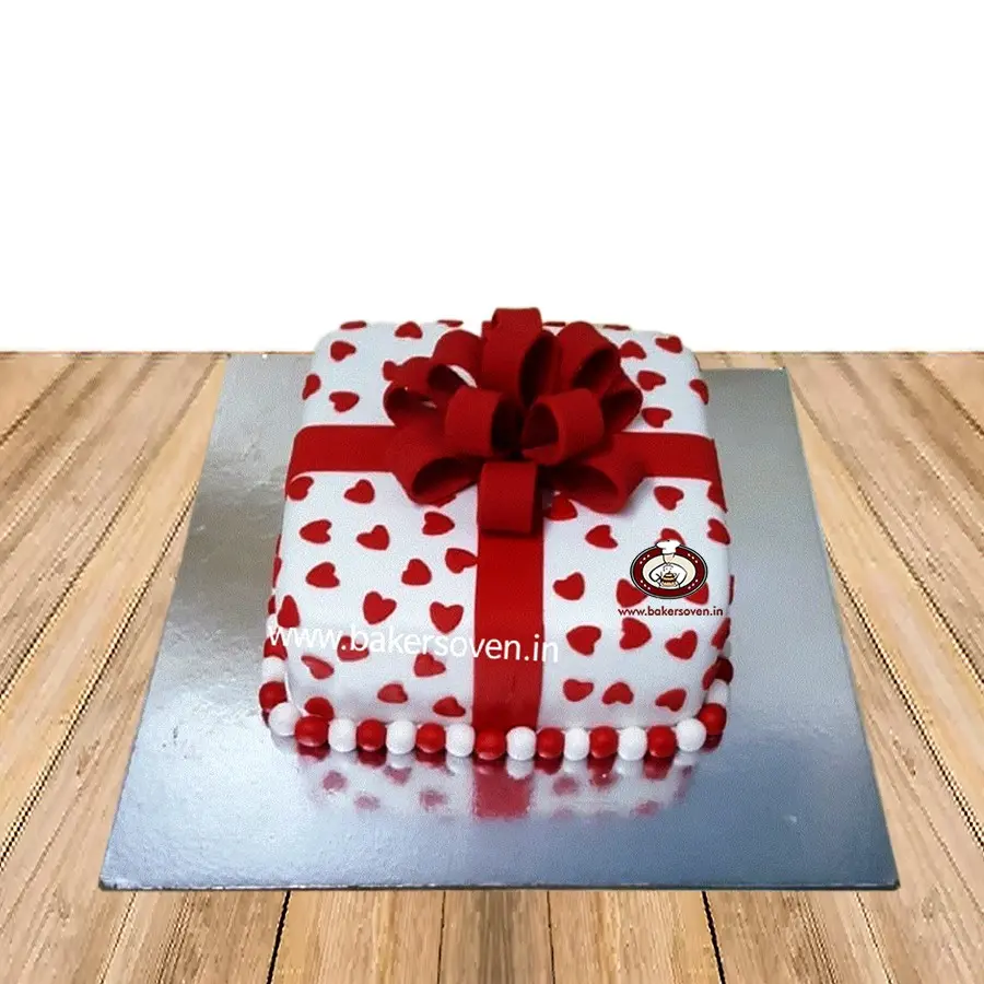 Gift Box Heart Cake