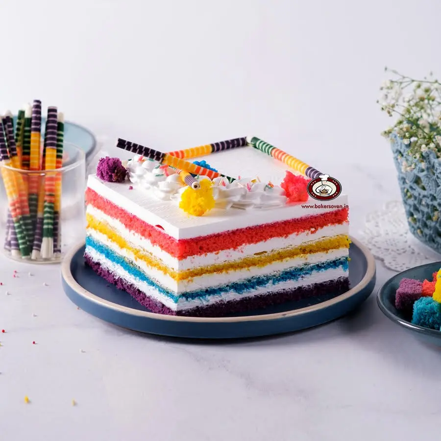 rainbow square cake