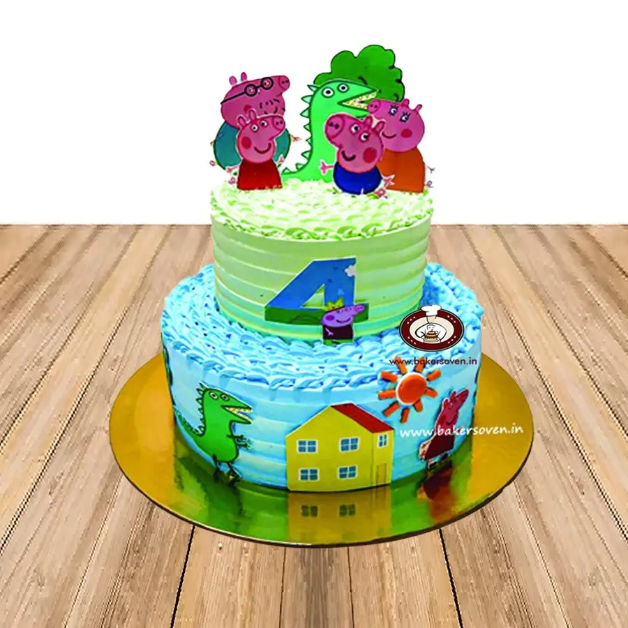 Peppa Pig Family Two Tier Cake