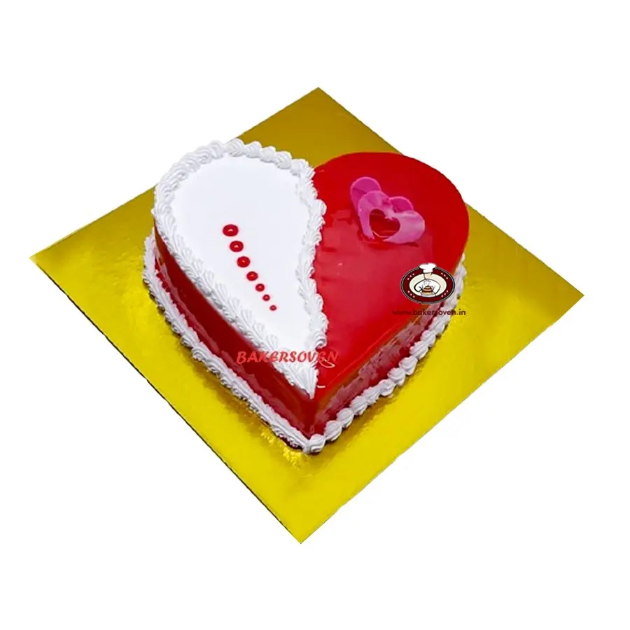 Red White Heart Shape Cake