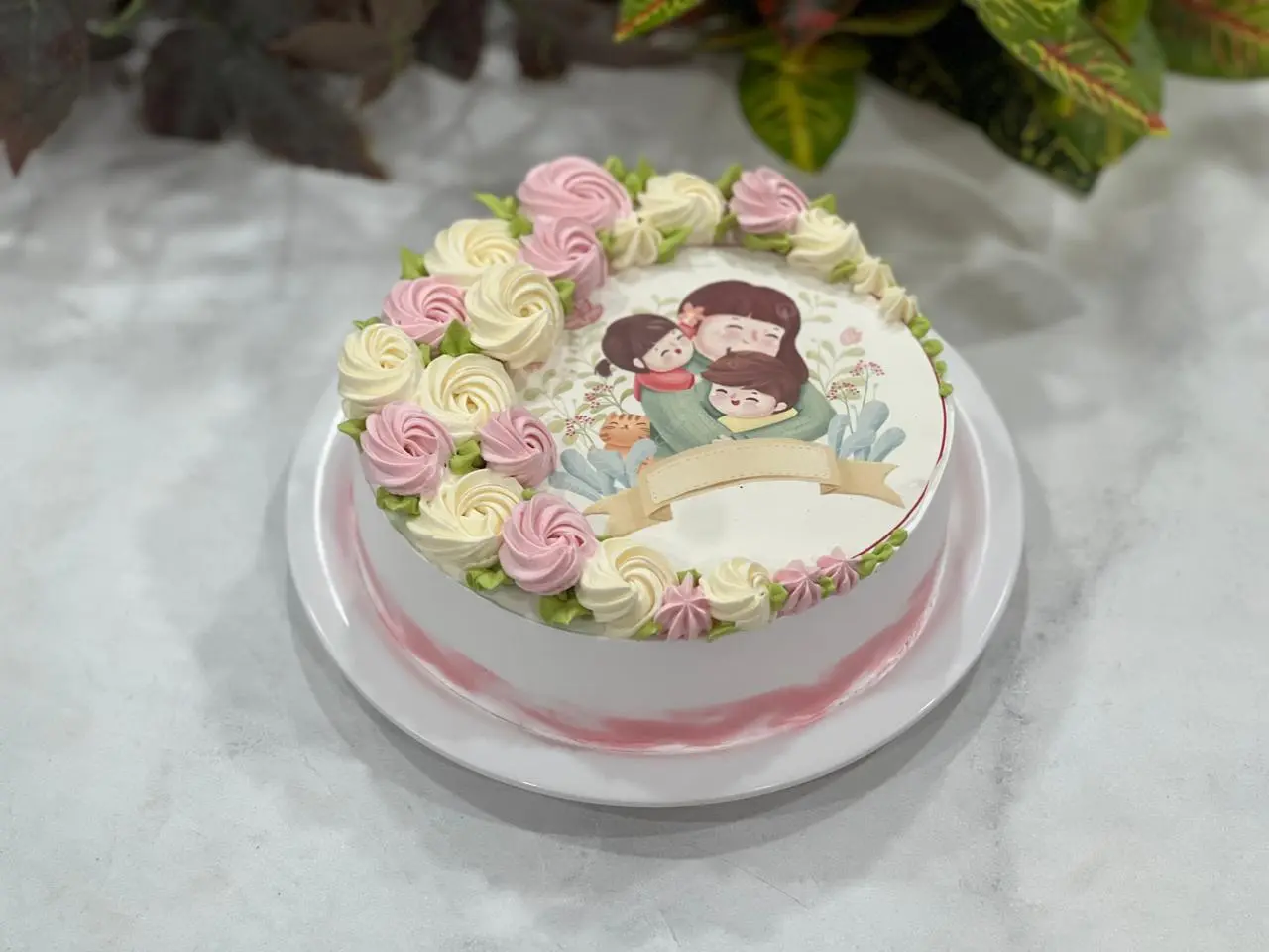mother child photo cake