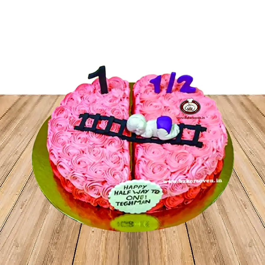Half Birthday Baby Girl Cake A