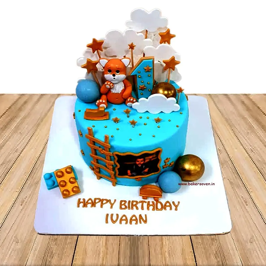 Teddy Bear, Star & Clouds Cake