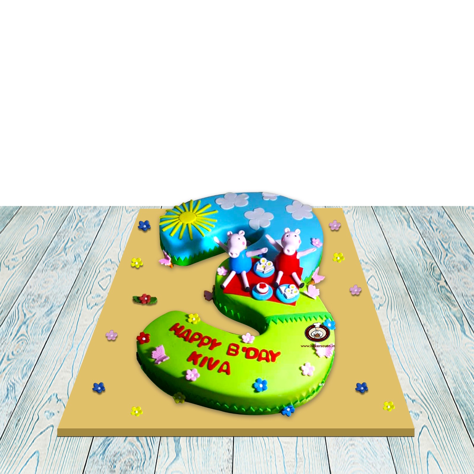 Peppa Pig 3 Number Cake