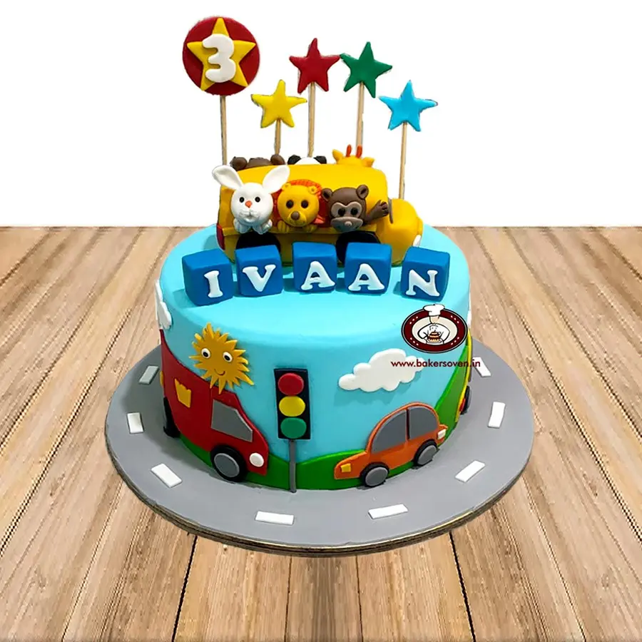 Bus & Car Cake